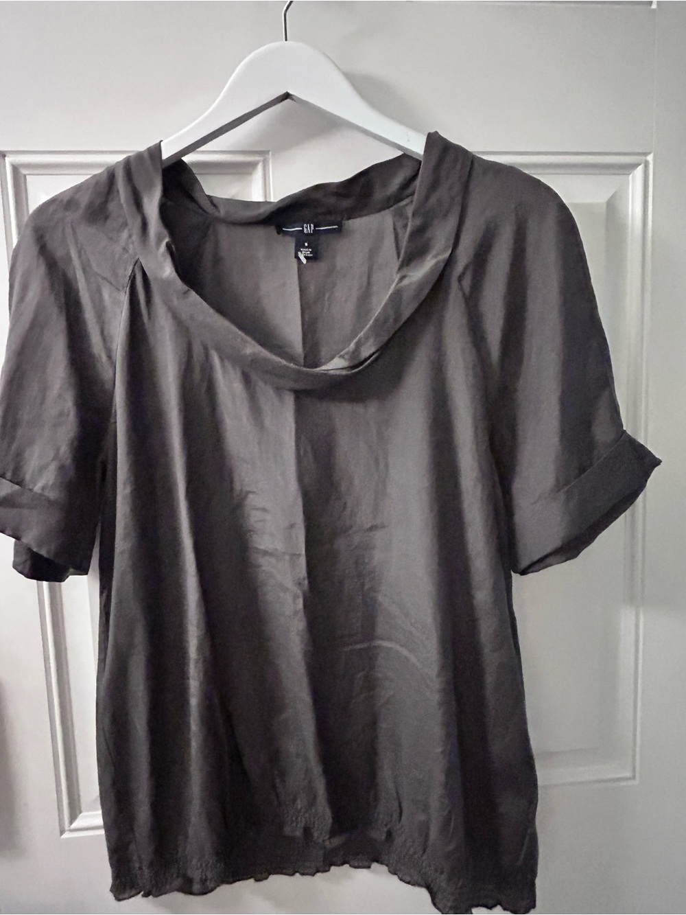 GAP Charcoal Gray Cowl-Neck Short Sleeve Top